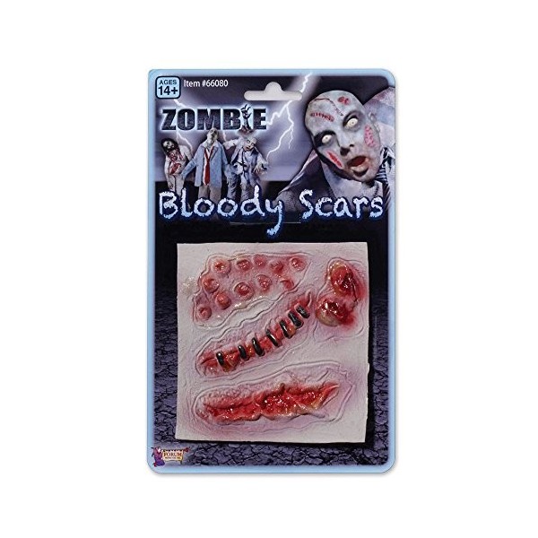 Bristol Novelty Novelty-SM018 SM018 Fausses Cicatrices de Zombie pour Déguisement, Rouge, Taille Unique