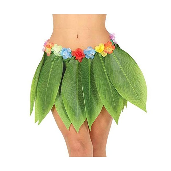 Jupe hawaïenne avec feuilles de bananier | Env. 38 cm de longueur en vert | Joli accessoire de déguisement pour femme jupe fe
