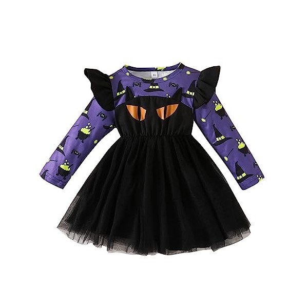 Xiaojiu DéGuisement Enfant Fille Déguisement Sorcière Enfant,Robe 8 Ans Robe De Princesse Fille 4 Ans Deguisement Halloween G