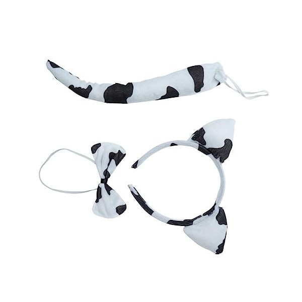 minkissy Ensemble Oreilles Et Queue De Vache Oreilles De Vache Moelleuses Bandeau Animal Noeud Papillon Queue Accessoires Vac