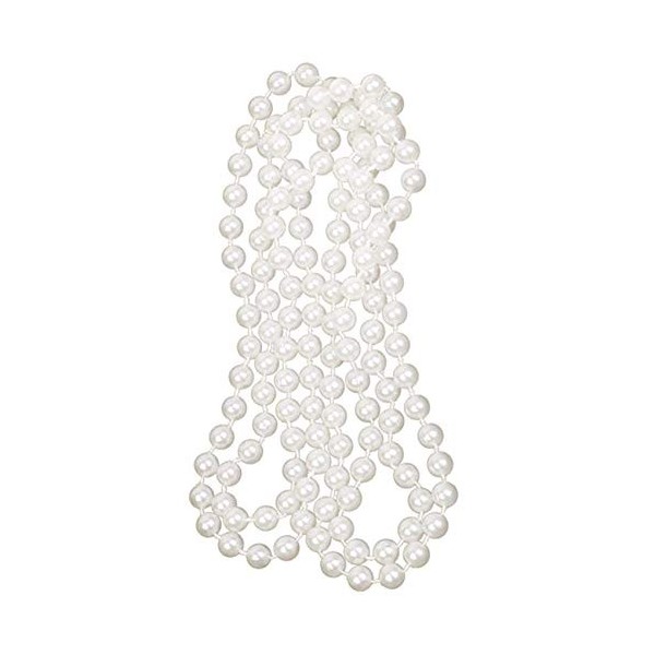 RUIZHU Long Collier de Perles Artificielles Blanche Accessoire pour Costume de Flapper 1920s