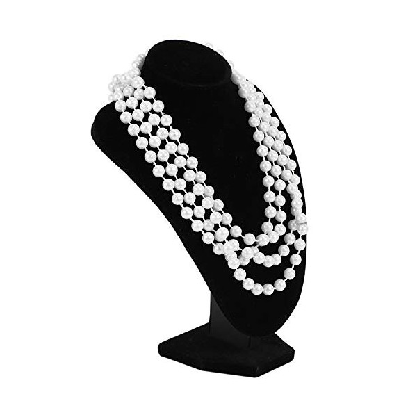 RUIZHU Long Collier de Perles Artificielles Blanche Accessoire pour Costume de Flapper 1920s