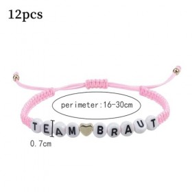 PSOWQ Lot de 12 Bracelets JGA pour Femme, équipe mariée, Bracelet Demoiselle dhonneur avec Perles Lettres et cœurs JGA Acces
