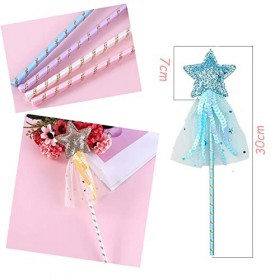 HCRXVV Lot de 3 Baguettes Magiques en Forme détoile pour Enfants - Paillettes - 3 Couleurs - Baguettes Magiques Lumineuses -