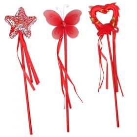 TOYANDONA 3 Pièces Enfants Coeur Fée Baguettes Parti Accessoires Enfant Rouge Vêtements De Bal