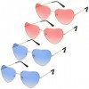 Royouzi Lunettes de Soleil en Forme de Cœur, 4 Paires 4 Couleurs Lunettes De Soleil Femme pour Jeux dimitation, Hippie dég