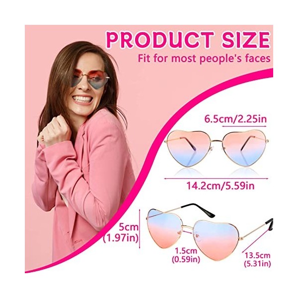 Royouzi Lunettes de Soleil en Forme de Cœur, 4 Paires 4 Couleurs Lunettes De Soleil Femme pour Jeux dimitation, Hippie dég