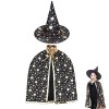 ZHjuju Cape de Sorcier avec Chapeau, Costumes dhalloween Cape de sorcière pour 3-12 Ans Enfants Garçons Filles Accessoires d