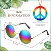 Nezyo 4 Accessoires de Costume Hippie Lunettes de Soleil Hippie Collier de Signe de Paix Accessoires Hippie Rétro des Années 