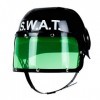 Boland 01392 S.W.A.T Casque pour enfant en plastique noir avec visière verte, taille unique, réglable, mentonnière imprimée, 