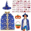 Kitimi Cape du Magicien Dhalloween, Deguisement Cape de Sorcier avec Cape de Sorcier Chapeau de Sorcière citrouille Panier d