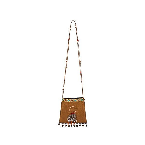 Boland 44144 - Sac à main Indienne, taille env. 21 cm, sac à bandoulière, squaw, Marron, Carnaval, Halloween, Fête de thème, 