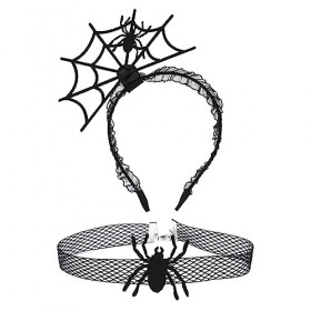 LUTER Bandeau dHalloween, Bandeau Araignée&nbsp;avec Collier Araignée Accessoires pour Cheveux en Toile dAraignée pour Halloween