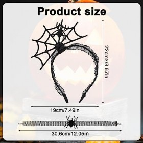 LUTER Bandeau dHalloween, Bandeau Araignée&nbsp;avec Collier Araignée Accessoires pour Cheveux en Toile dAraignée pour Halloween
