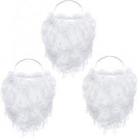 Drôles Père Noël Barbe Costume Fausse Barbe Blanche Noël Père Noël Barbe Accessoires de Costume pour Adolescents Adultes Dégu
