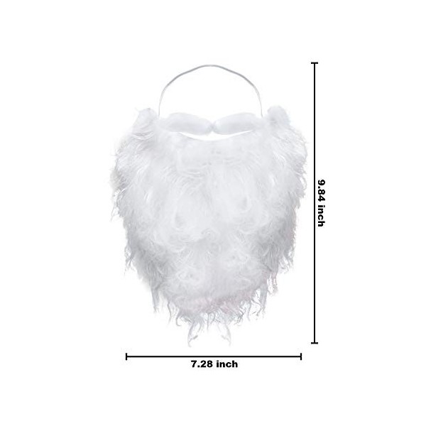 Drôles Père Noël Barbe Costume Fausse Barbe Blanche Noël Père Noël Barbe Accessoires de Costume pour Adolescents Adultes Dégu