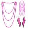 Jomnvo - Accessoires pour costumes des années 80 - Collier de fête - Bracelet en silicone avec boucles doreilles fluo - Acce