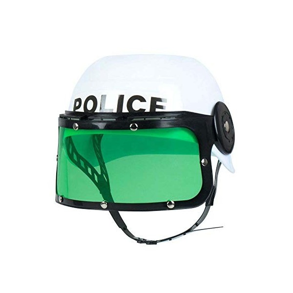 Boland 01391 Casque de police pour enfant avec visière et mentonnière Noir/blanc