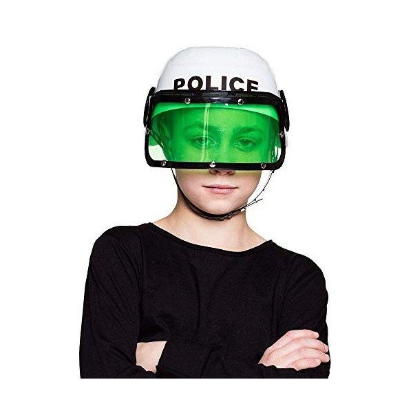 Boland 01391 Casque de police pour enfant avec visière et mentonnière Noir/blanc