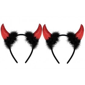 2 Pièces Serre-tête Cornes dHalloween Cheveux Cornes de Diable Halloween Accessoire Déguisement Cornes de Diable Bandeau dO