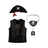 Jowowha Enfant Déguisement Pirate pour Garçon Fille Cosplay Costume Halloween Carnaval Vintage Gilet Chapeau Cache-oeil Croch