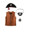 Jowowha Enfant Déguisement Pirate pour Garçon Fille Cosplay Costume Halloween Carnaval Vintage Gilet Chapeau Cache-oeil Croch