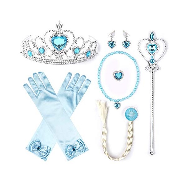 JerrisApparel Filles Princesse Déguisement Accessoires Cadeau pour Enfants Taille Unique, Bleu 1 