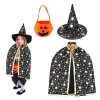 LUISAS déguisement dhalloween pour enfants, Cape de sorcière sorcier tenue enfant Halloween avec chapeau + Sac citrouille d