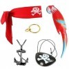 MIVAIUN 5 Pièces Accessoires de Costume Pirate, Accessoires Pirate, Bandeau Pirate Boucles dOreilles Collier Pirate Cache Oe