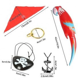 MIVAIUN 5 Pièces Accessoires de Costume Pirate, Accessoires Pirate, Bandeau Pirate Boucles dOreilles Collier Pirate Cache Oe