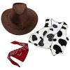 renvena Fille Garcon Cowboy Cap Chapeaux avec Bandana Deguisement Carnaval Fantaisie Danse Accessoires Cordelette Echarpe Hip