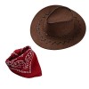 renvena Fille Garcon Cowboy Cap Chapeaux avec Bandana Deguisement Carnaval Fantaisie Danse Accessoires Cordelette Echarpe Hip