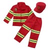 dPois Costume Pompier Garçon Fille Uniforme de Pompier Chef Veste Manches Longues Pantalon avec Chapeau Casque Déguisement Co