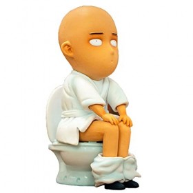 Jaycheen One Punch Man Saitama WC, figurine daction de 15 cm, personnage de dessin animé, statuettes mignonnes avec perruque