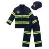 dPois Costume Pompier Garçon Fille Uniforme de Pompier Chef Veste Manches Longues Pantalon avec Chapeau Casque Déguisement Co