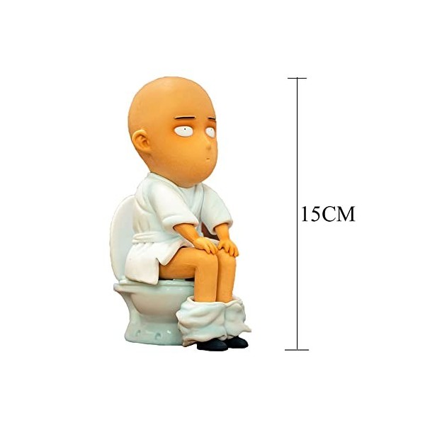 Jaycheen One Punch Man Saitama WC, figurine daction de 15 cm, personnage de dessin animé, statuettes mignonnes avec perruque