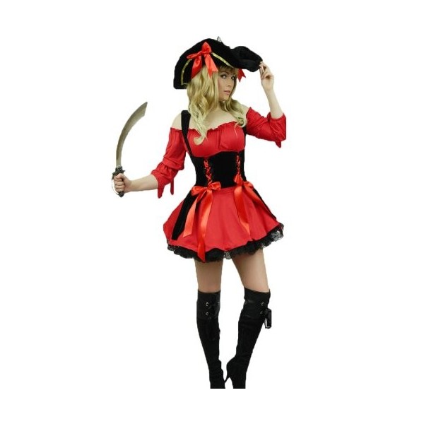 Yummy Bee - Épée Pirate - Sabre Pirate - Accessoire Deguisement - Jouet en Plastique Noir Argente - Adulte Femme Costume