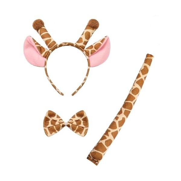 Lot de 3 déguisements pour carnaval Halloween et fête Cosplay des animaux avec nœud papillon et queue avec imprimé animal pou