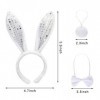 6 pièces Deguisement Lapin Oreilles de Lapin Bandeau Pattes Queue NœUd Papillon et Queue Accessoires de Coiffure Deguisement 