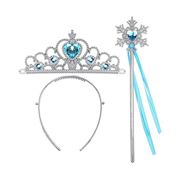 Amaoma 4 Pièces Deguisement Reine des Neiges Accessoires Déguisement Reine des Neige Couronne Princesse Baguette Magique Tres