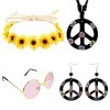 Costume Hippie pour femme et homme 4 pièces accessoires de costume rétro style années 60 et 70 collier et boucles doreilles 