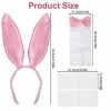 4pcs Accessoires de Costume Lapin, Ensemble de Costume Lapin Femme Oreille Bandeau Cravate avec 2pcs Poignets Accessoires de 