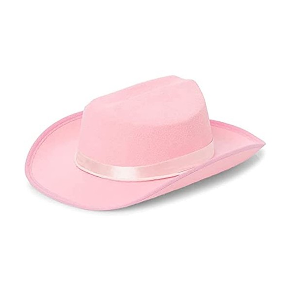 Nensiche Diadème rose en feutre pour accessoires de costume - Chapeaux de cowgirl amusants avec bordure pour femme et déguise