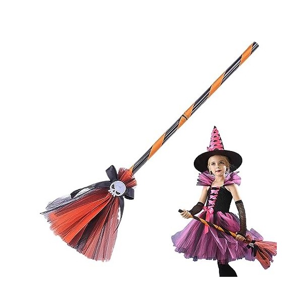 Nupaque sorcière pour Filles | Accessoires Conte fées dhalloween Déguisement sorcière Fantaisie | Balai Chapeau sorcière Mag