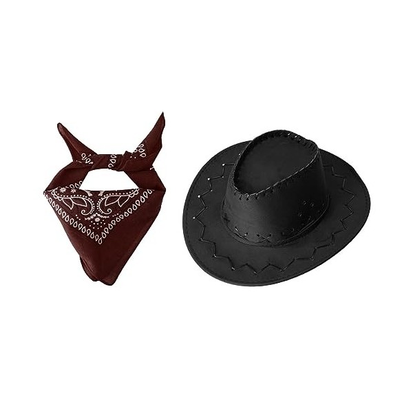 dPois Déguisement Cowboy Cowgirl Enfant Garçon Fille Gilet Western Cowboy Chapeau Costume Accessoires Bandana pour Halloween 