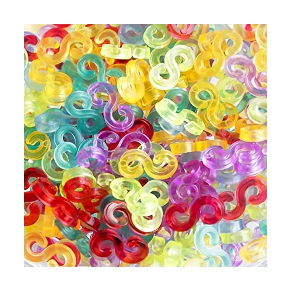 Loom Bands S Clips,QNLEMON 2000 Pièces S Clip Plastique Métier Bracelet Loom Bands Coloré en Plastique pour Tisser Bracelet C