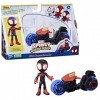 Marvel Spidey and His Amazing Friends, Miles Morales Figurine daction de Moto, Jouets pour garçons et Filles de 3 Ans et Plu
