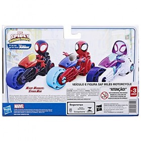 Marvel Spidey and His Amazing Friends, Miles Morales Figurine daction de Moto, Jouets pour garçons et Filles de 3 Ans et Plu