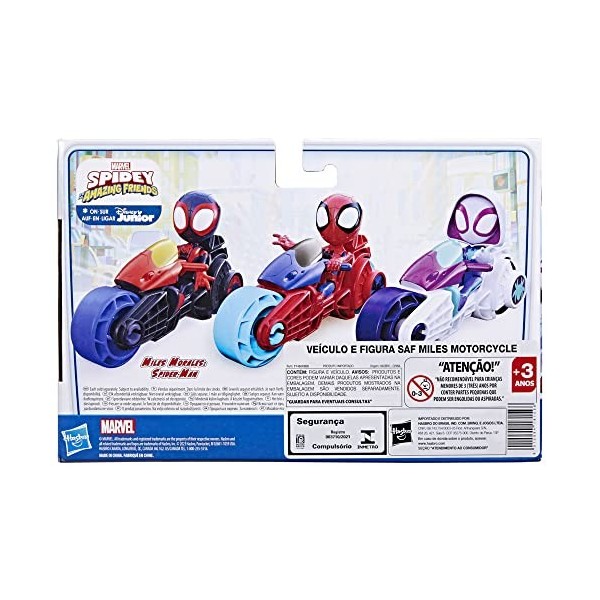 Marvel Spidey and His Amazing Friends, Miles Morales Figurine daction de Moto, Jouets pour garçons et Filles de 3 Ans et Plu