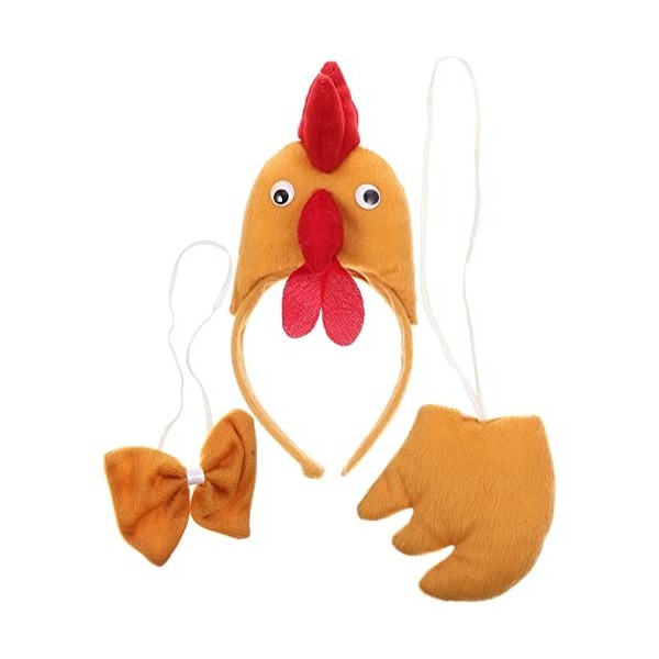 Didiseaon Kits De Décoration pour Adultes 3 Pièces Costume De Poulet Ensemble en Peluche Coq Bandeau avec Noeud Papillon Queu